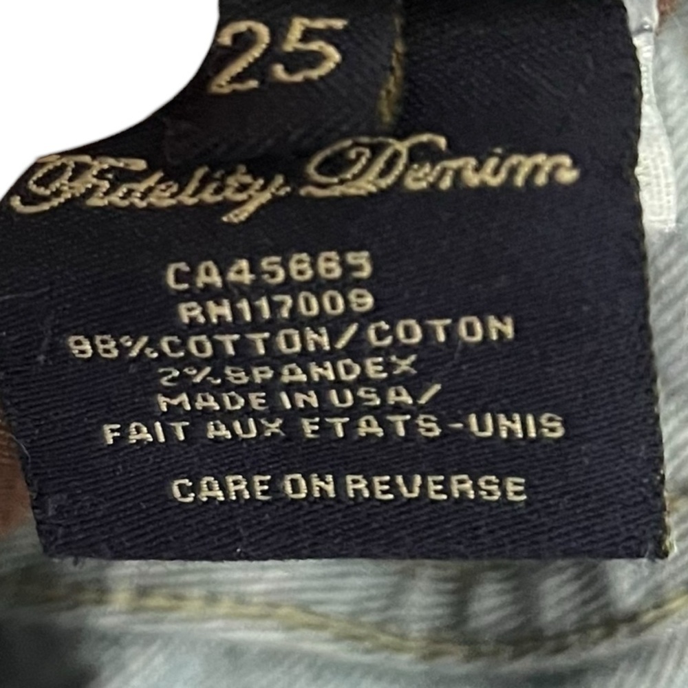 Fidelity Denim Rocco Slim Jeans Size 25 Blue Stretch - Picture 15 of 16